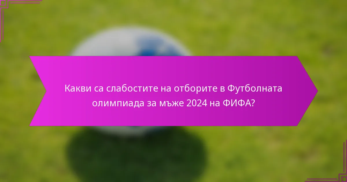 Какви са слабостите на отборите в Футболната олимпиада за мъже 2024 на ФИФА?