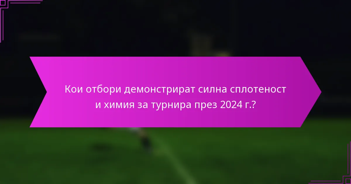 Кои отбори демонстрират силна сплотеност и химия за турнира през 2024 г.?